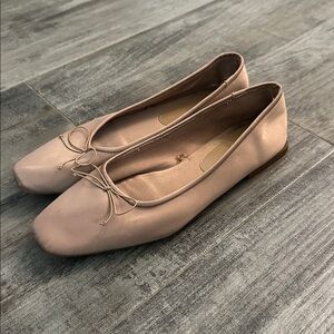 Zara Satin Tan Ballet Flats sz 39